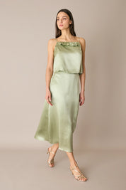 Top in blend di seta con spalline sottili