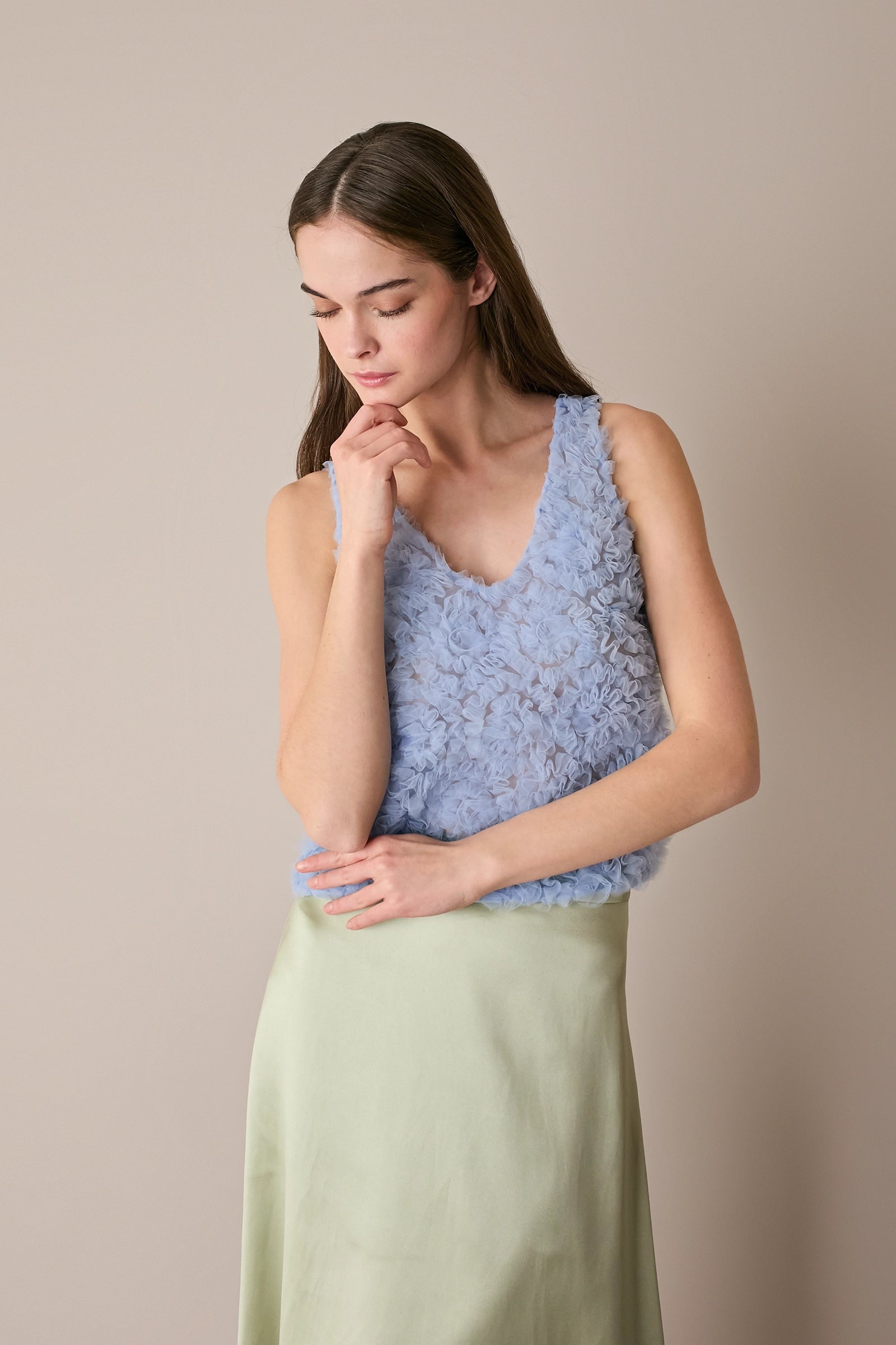 Top in tulle e seta