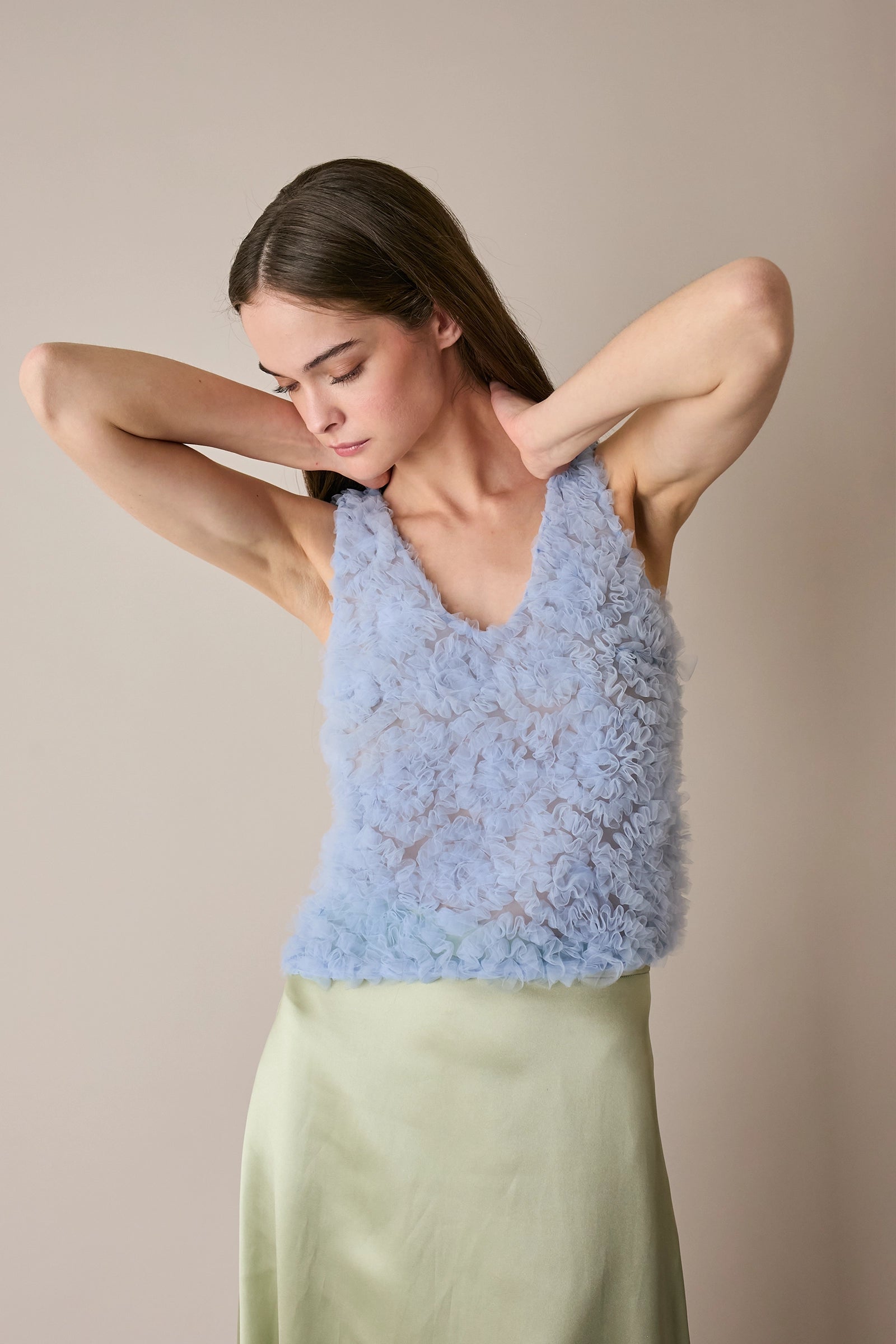 Top in tulle e seta