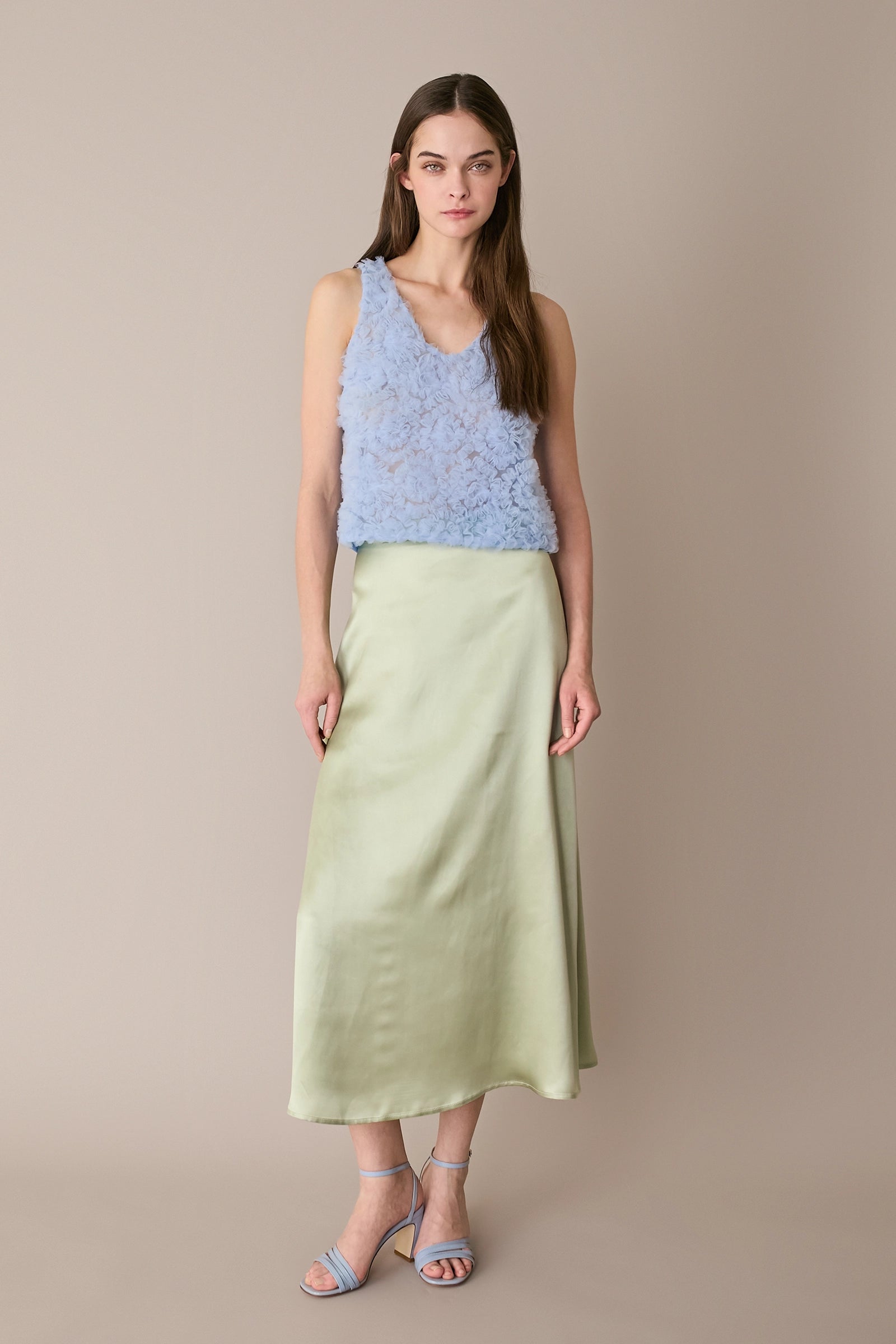 Top in tulle e seta