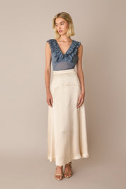 Silk ruffle top