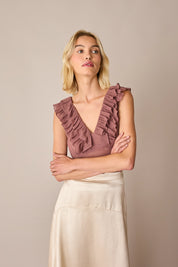 Silk ruffle top