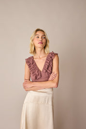 Silk ruffle top