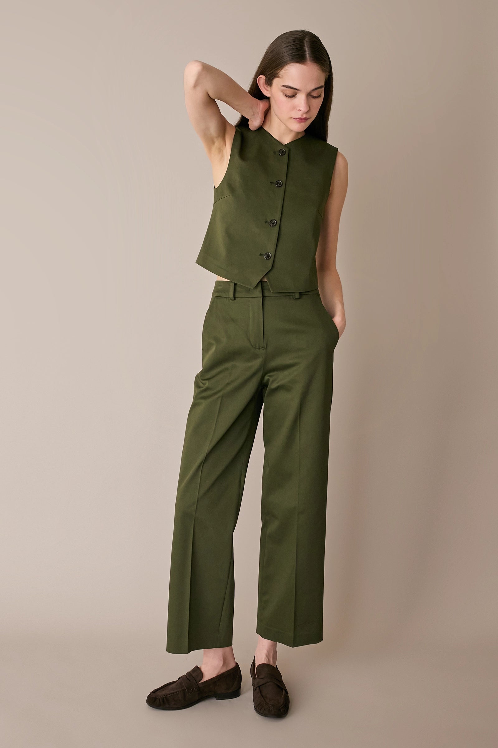 Pantaloni in cotone con cintura