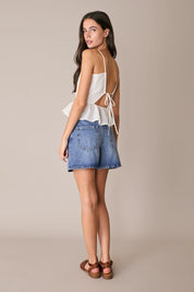 Open-back ruffle top