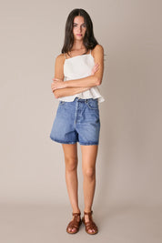 Open-back ruffle top