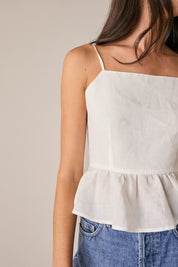 Open-back ruffle top
