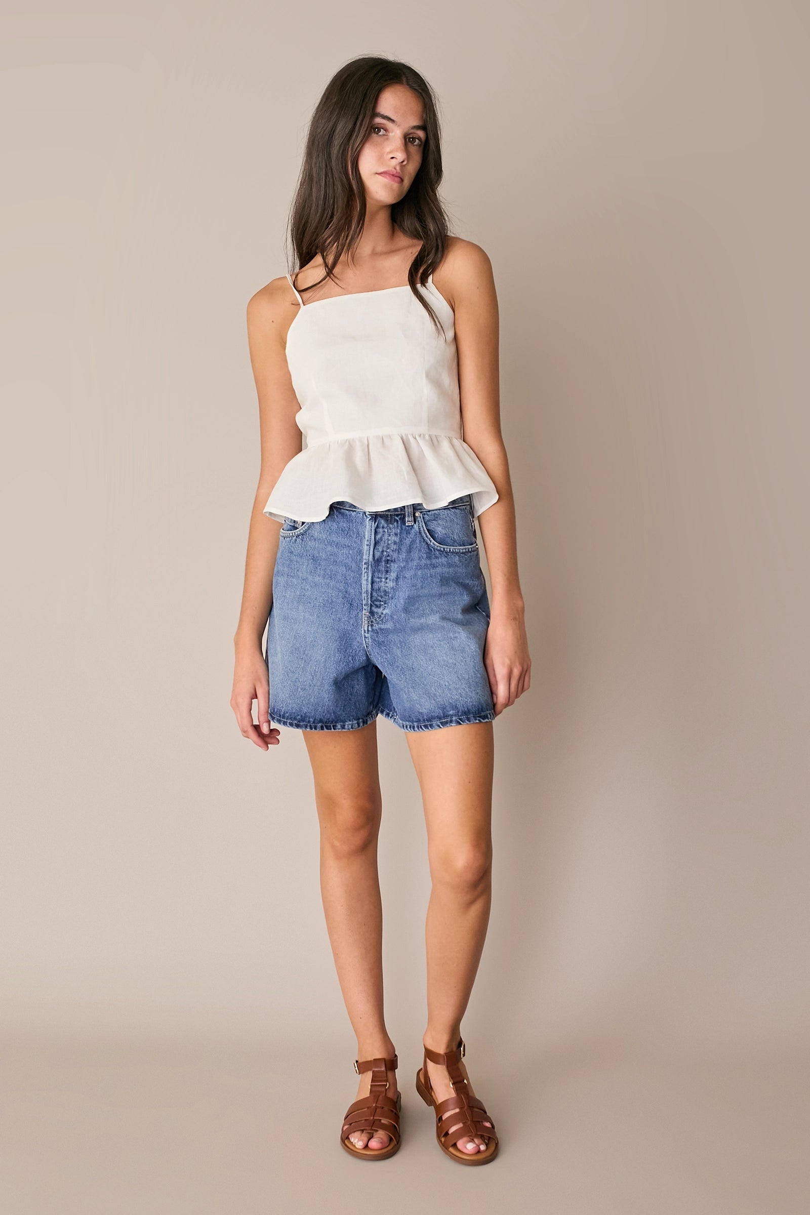 Open-back ruffle top