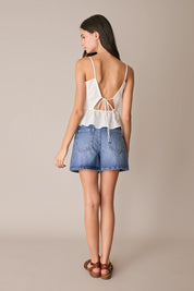 Open-back ruffle top