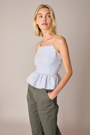 Open-back ruffle top