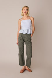 Open-back ruffle top
