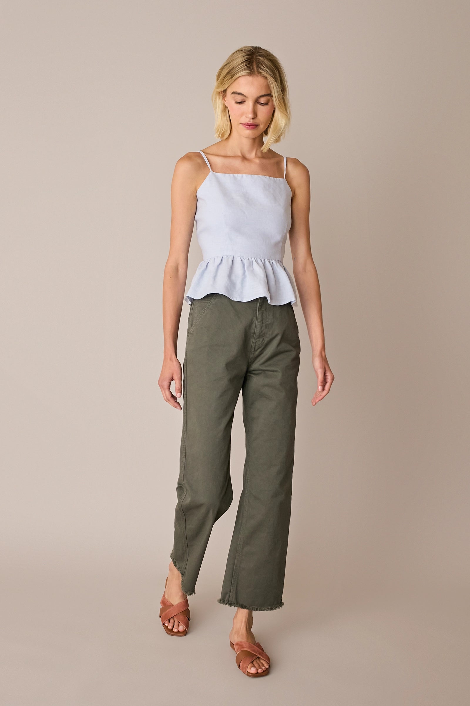 Open-back ruffle top