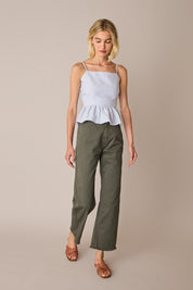 Open-back ruffle top