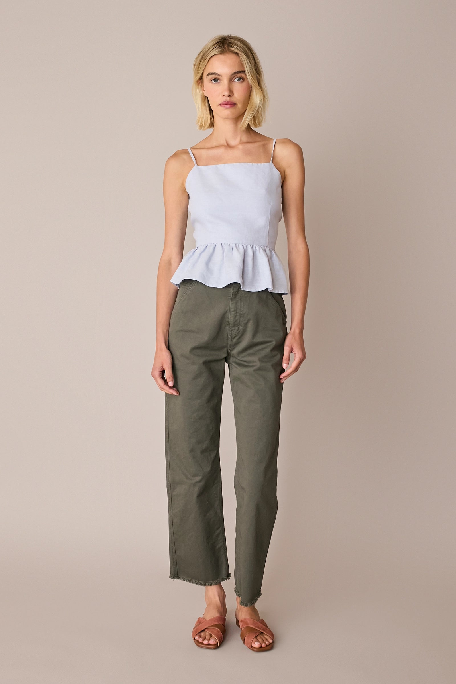 Open-back ruffle top