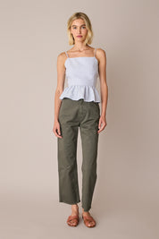 Open-back ruffle top