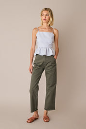 Open-back ruffle top