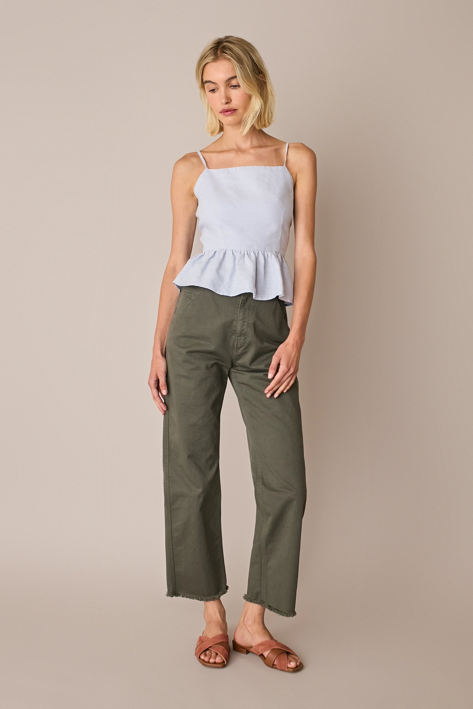 Open-back ruffle top