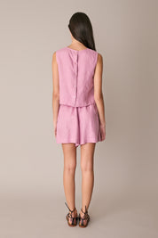 Top in lino con bottoncini