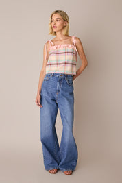 Spaghetti strap top with ruffles