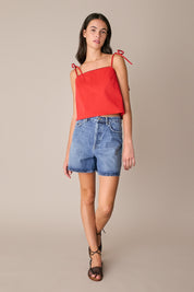 Top in cotone con serpentina