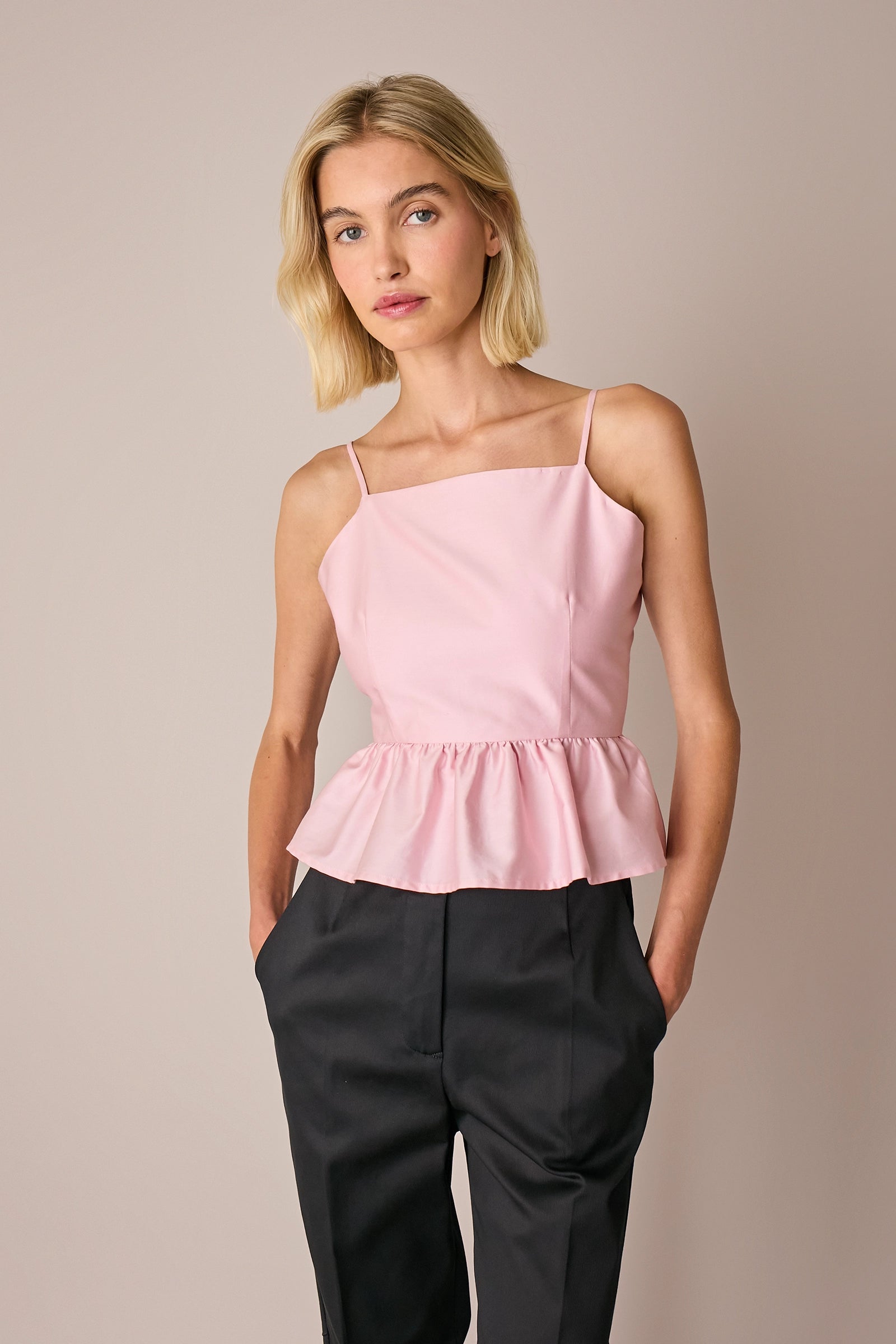 Open-back top with frill detail