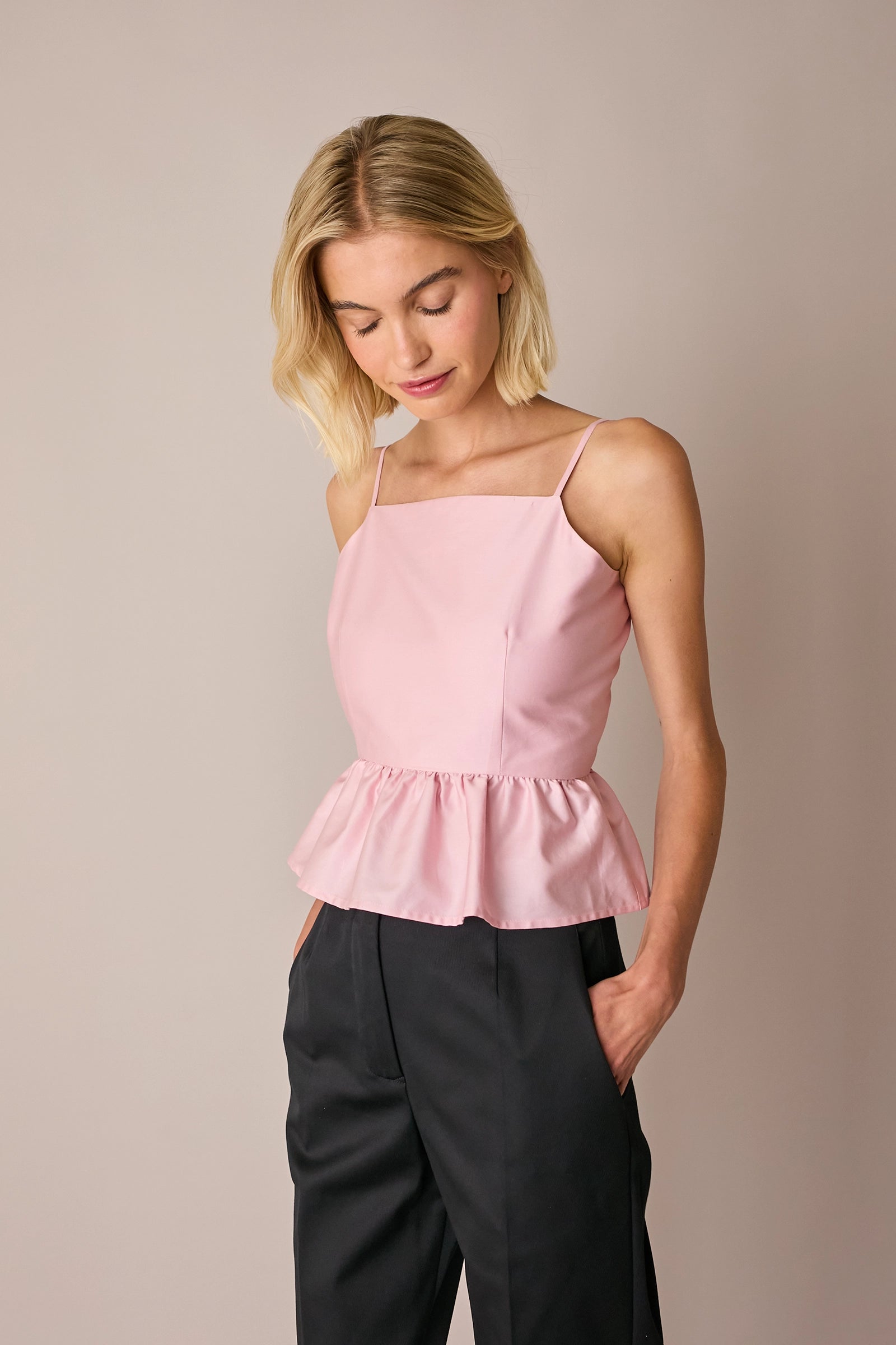 Open-back top with frill detail