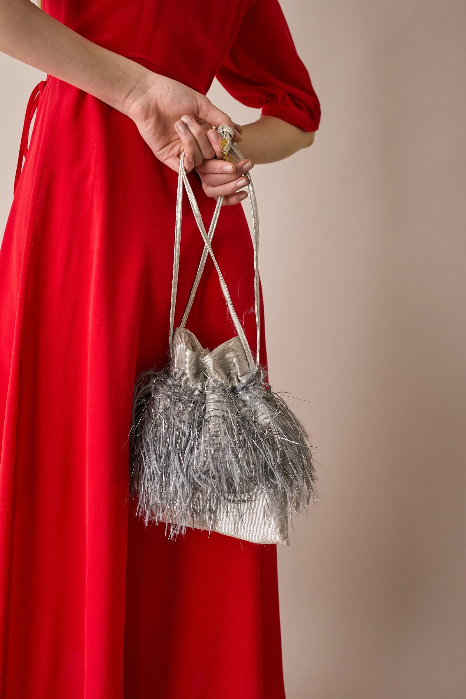 Abito lungo a portafoglio in seta