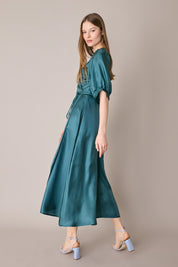 Abito lungo a portafoglio in seta