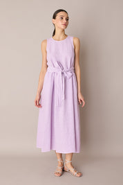 Abito lungo in lino con cintura