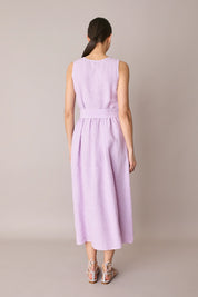 Abito lungo in lino con cintura