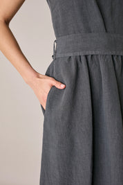 Abito lungo in lino con cintura