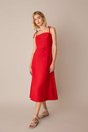 
Long dress with knotted shoulder straps