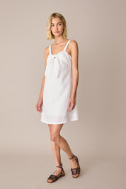 Linen bow detail dress