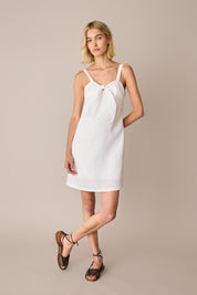 Linen bow detail dress