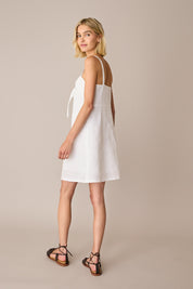 Linen bow detail dress