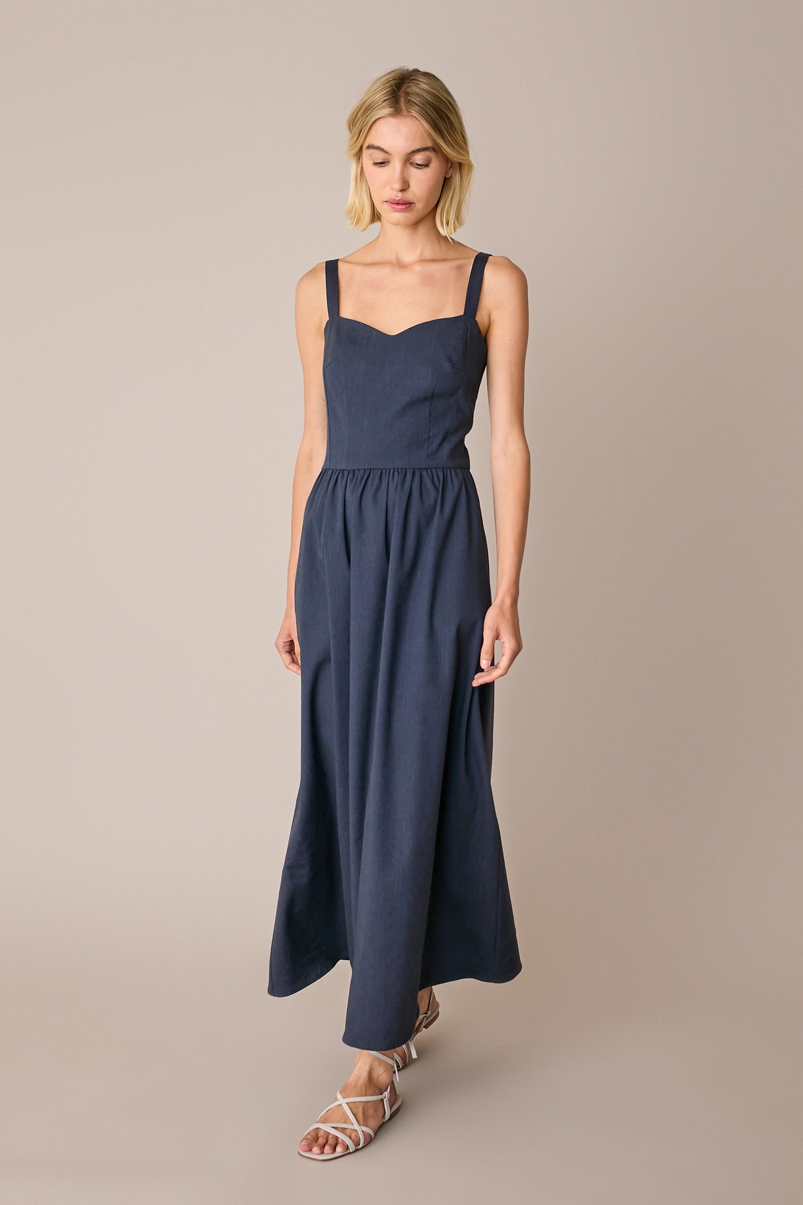 Stretch linen maxi dress