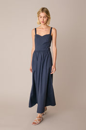 Stretch linen maxi dress