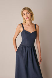 Stretch linen maxi dress