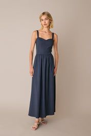 Stretch linen maxi dress