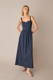 Stretch linen maxi dress