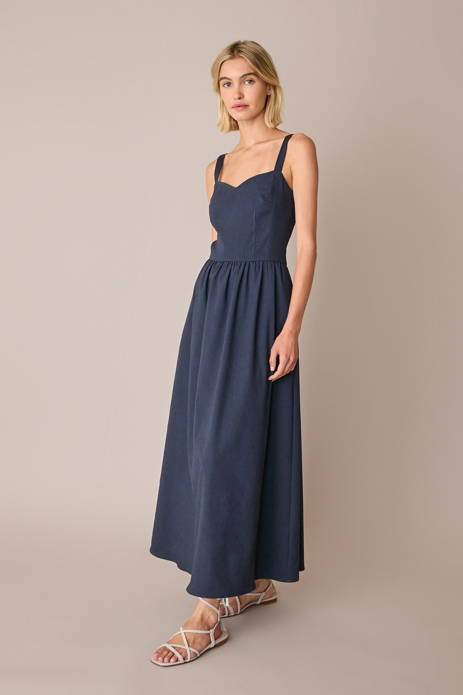 Stretch linen maxi dress
