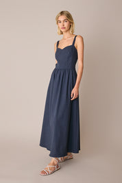 Stretch linen maxi dress