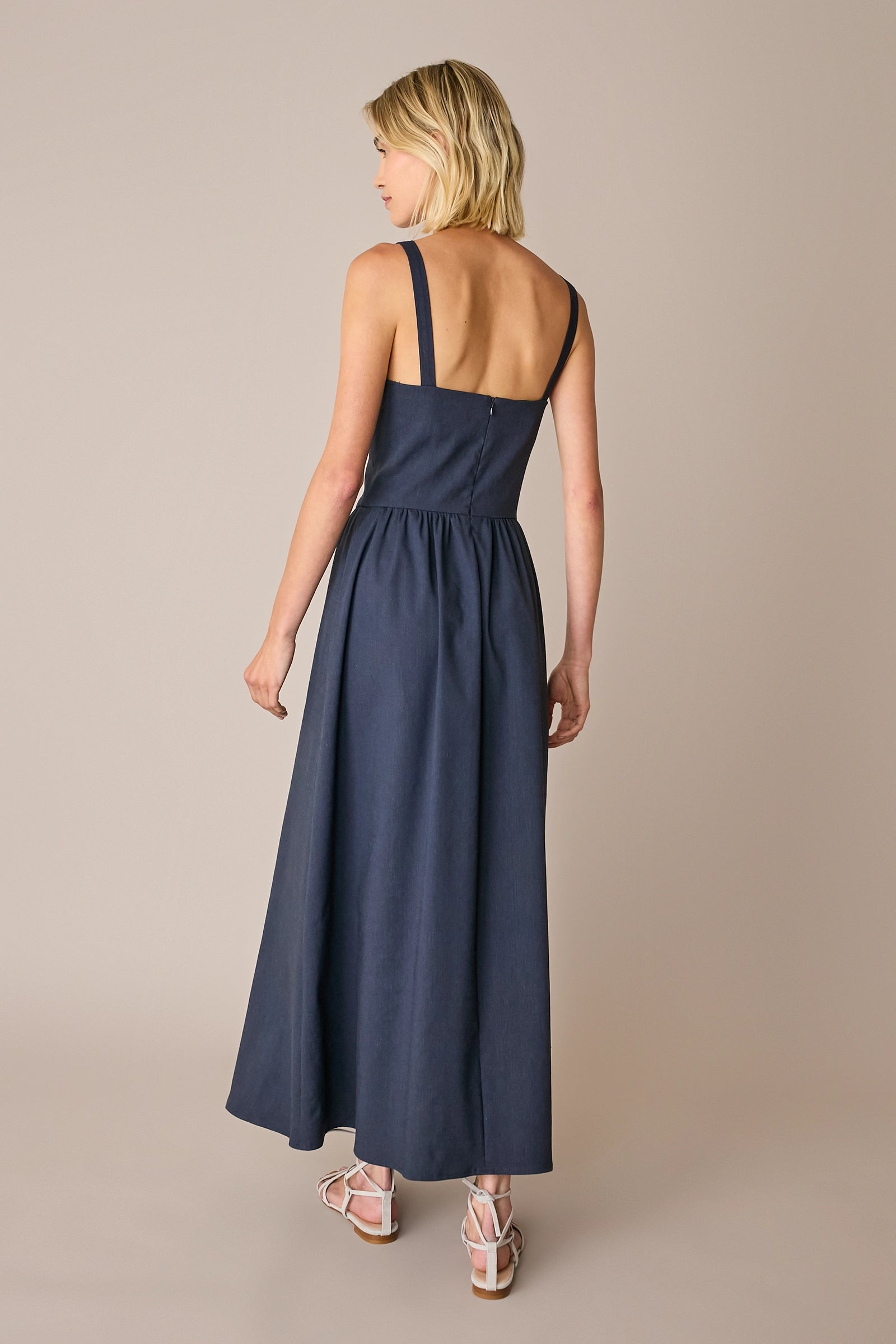 Stretch linen maxi dress