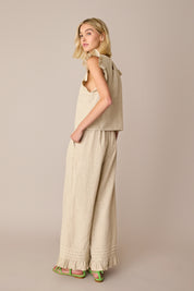 Linen trousers with frill hem
