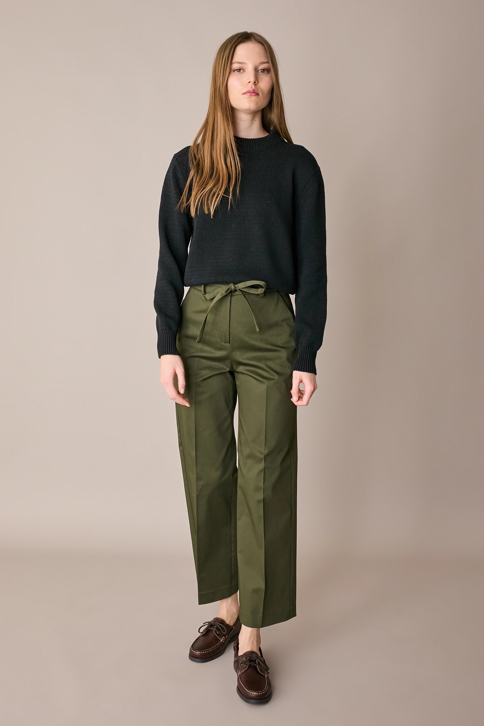 Pantaloni in cotone con cintura