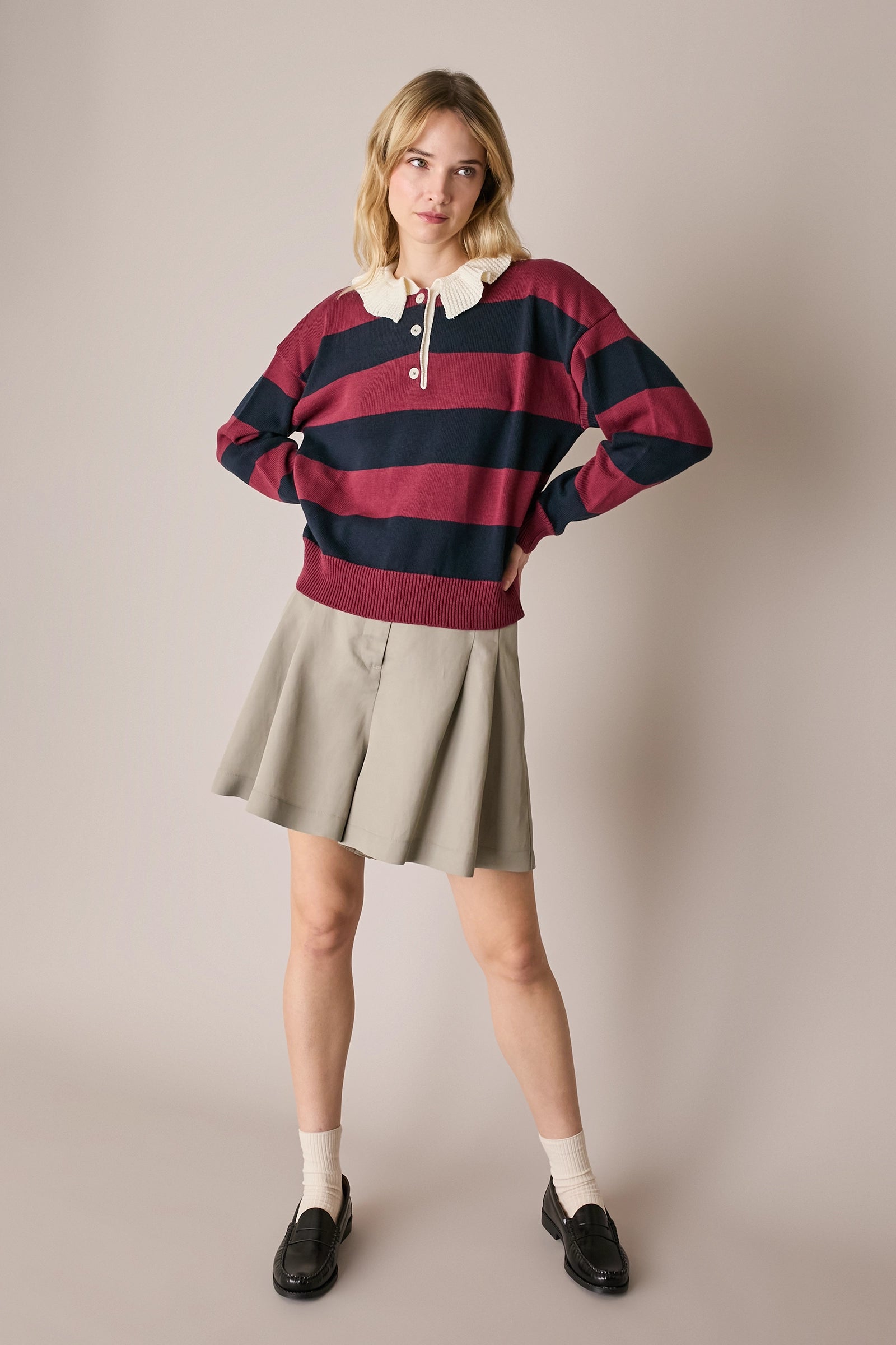 Shorts in blend di lino con pinces