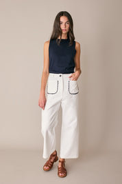 Wide-leg trousers with contrast trim