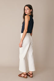 Wide-leg trousers with contrast trim