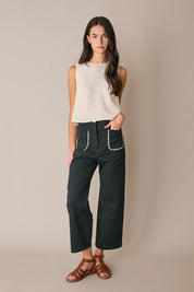 Wide-leg trousers with contrast trim