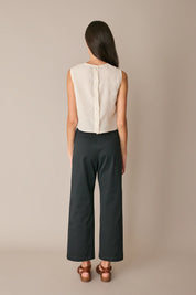 Wide-leg trousers with contrast trim